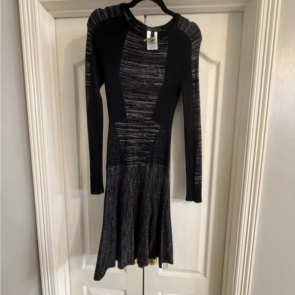 BCBGMaxAzria Black and Gray Long Sleeve Dress - Picture 6 of 7